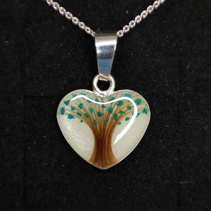 Pandantiv inimă cu lapte matern și fire de păr Tree of Life Heart – 14 mm