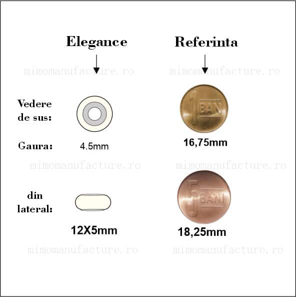 Schemă cu dimensiunile charmului Elegance de 12x5 mm și orificiul de 4,5 mm