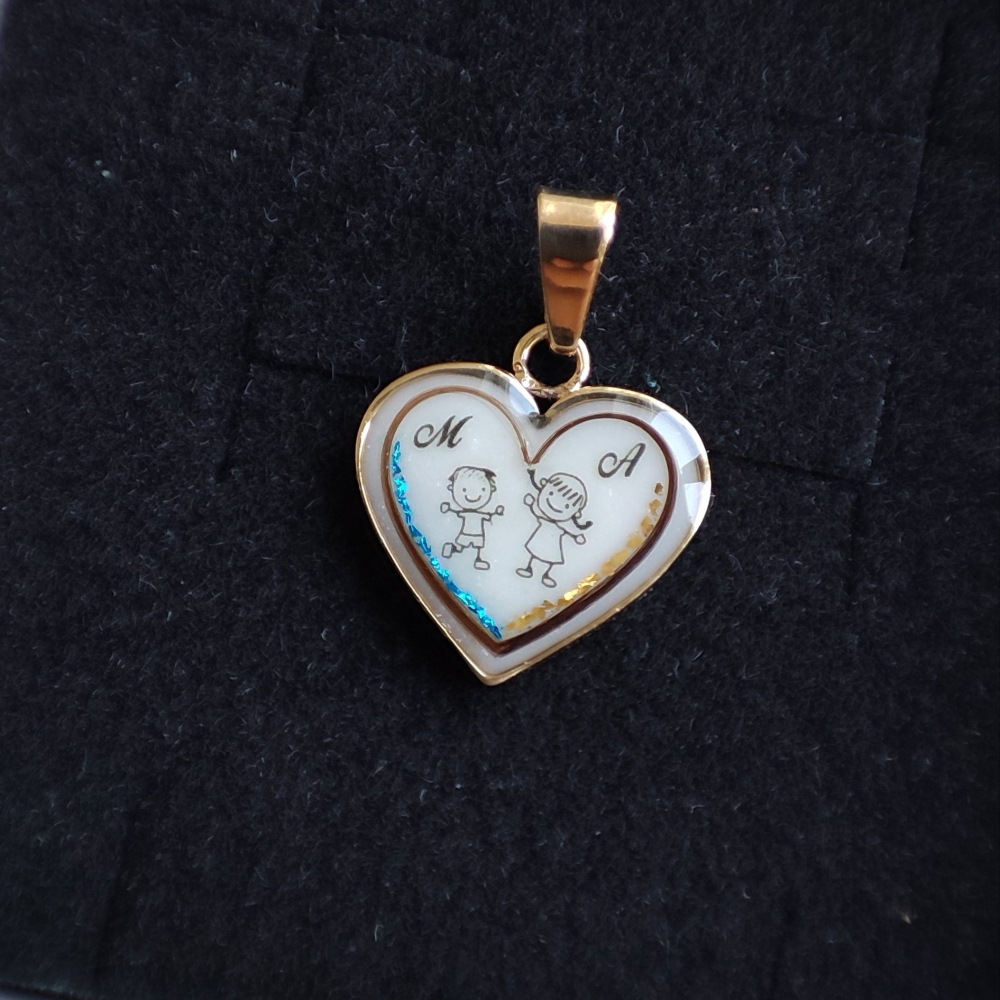 Pandantiv cu lapte matern și fire de păr One Heart Gold 14mm