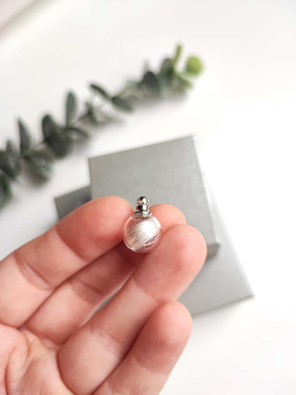Pandantiv rotund Glass Keepsake din sticlă de 12 mm cu fire de păr păstrate uscat