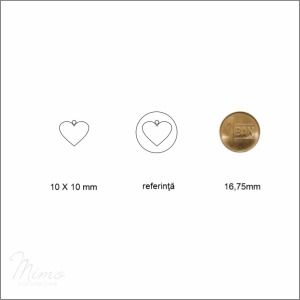 Comparație între elementul inimă de 10×10 mm și o monedă de 16,75 mm