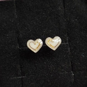 Cercei inimă cu contur din păr și lapte matern Harmony 7 mm