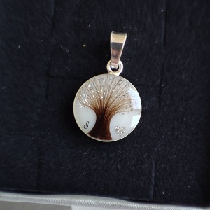 Pandantiv cu lapte matern și fire de păr Tree of Life 14 mm