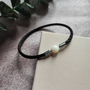 Brățară perlă cu lapte matern Keepsake Pearl 8mm cu elemente din oțel inoxidabil