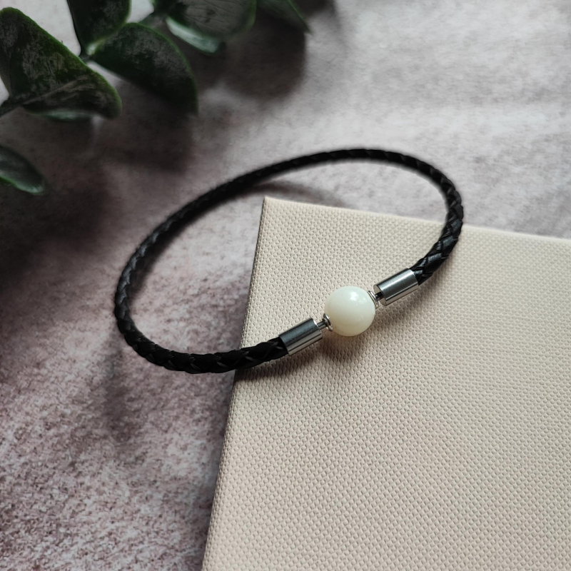 Brățară perlă cu lapte matern Keepsake Pearl 8mm cu elemente din oțel inoxidabil