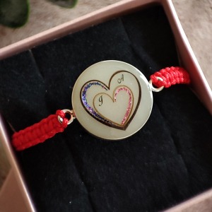 Brățară Heart Silver 18 mm cu lapte matern, fire de păr și două inițiale