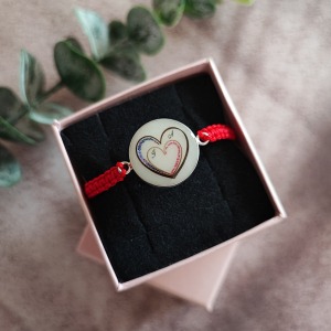 Brățară Heart Silver 18 mm cu lapte matern, fire de păr, două inimi și inițiale