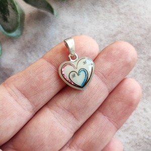 Medalion Two Babies Silver 14 mm cu lapte matern, două inimi din fire de păr și inițiale