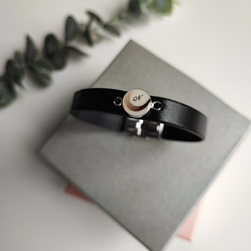 Brățară din lapte matern cu fire de păr Wind Leather 10 mm